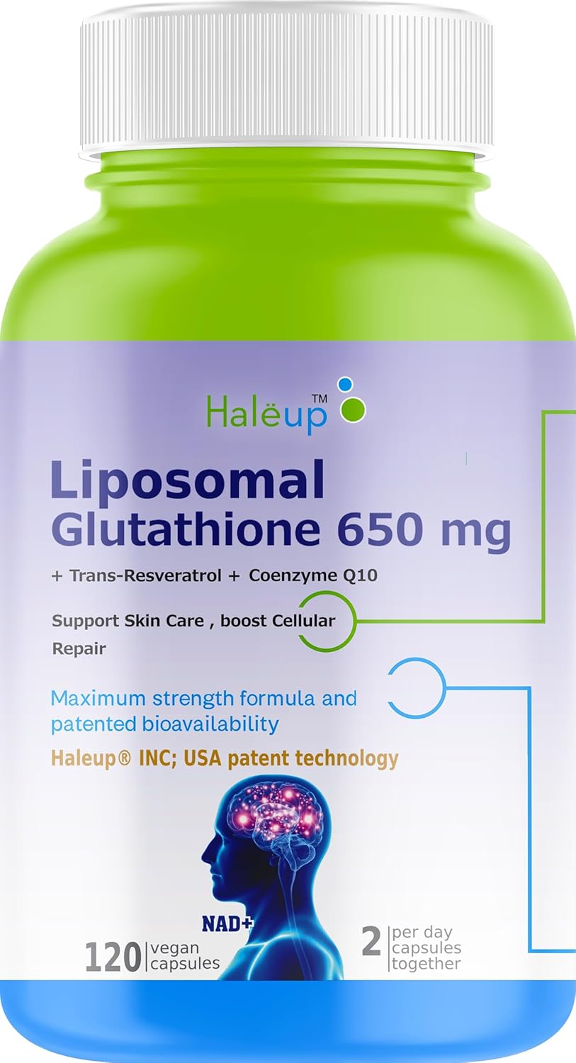 Haleup USA 99% Glutathione with Resveratrol| For Healthy Ageing | Autophagy| Cell Renewal | Immunity| Skin and Hair | Cognitive Support (1 Pack X 120s count)