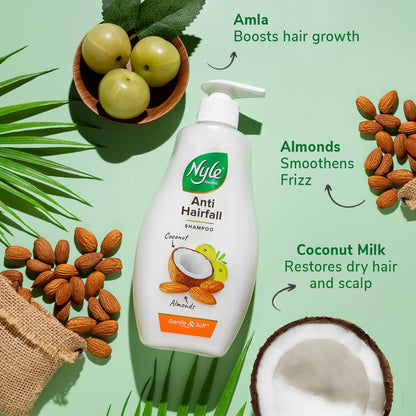 Nyle Naturals Strong & Healthy Anti Hairfall 2 In1 Shampoo With Active Conditioner, With Almonds And Green Gram Sprouts, 400ml