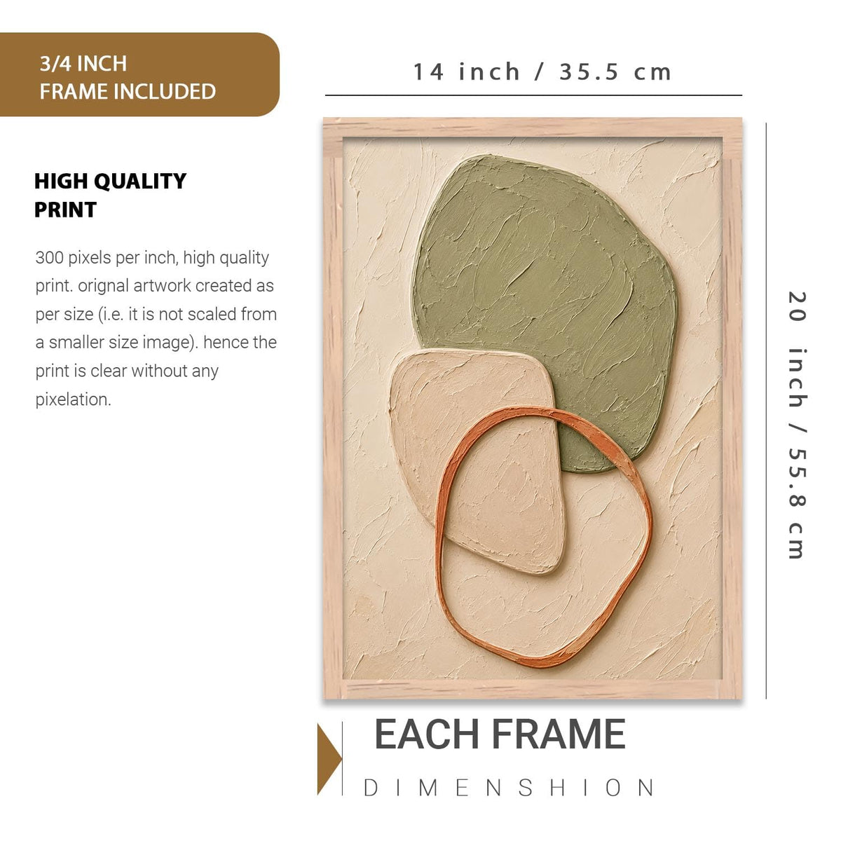 Decorative Boho Wall Art Painting With Frame | Boho Painting For Living Room Bed Room Hotel Wall Decor Digital Reprint (14X20 inch)