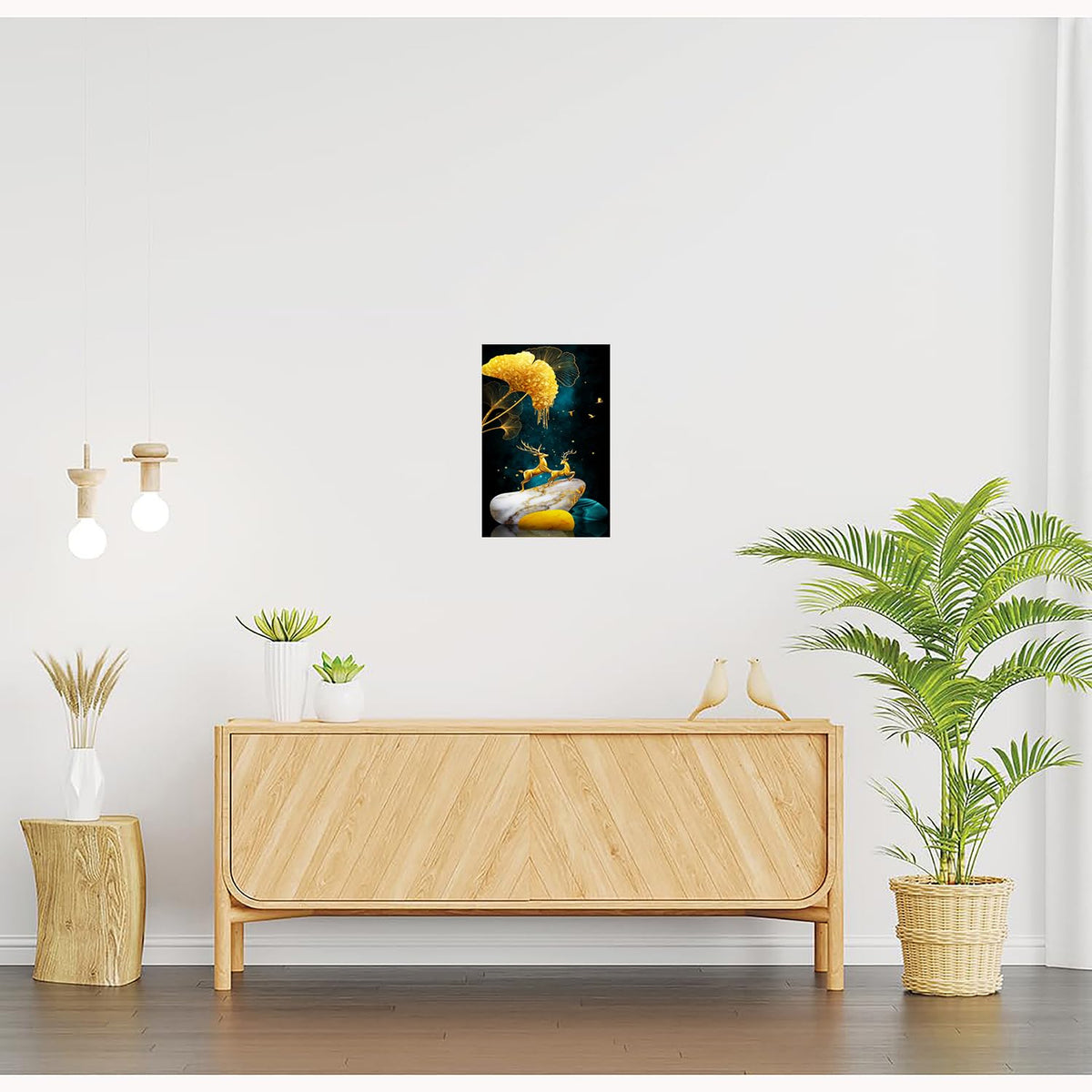 Deer Paintings for Living room, Deer Poster Big Size with Sparkle Coated Lamination - 15509 (Self Adhesive) 18x24 Inch