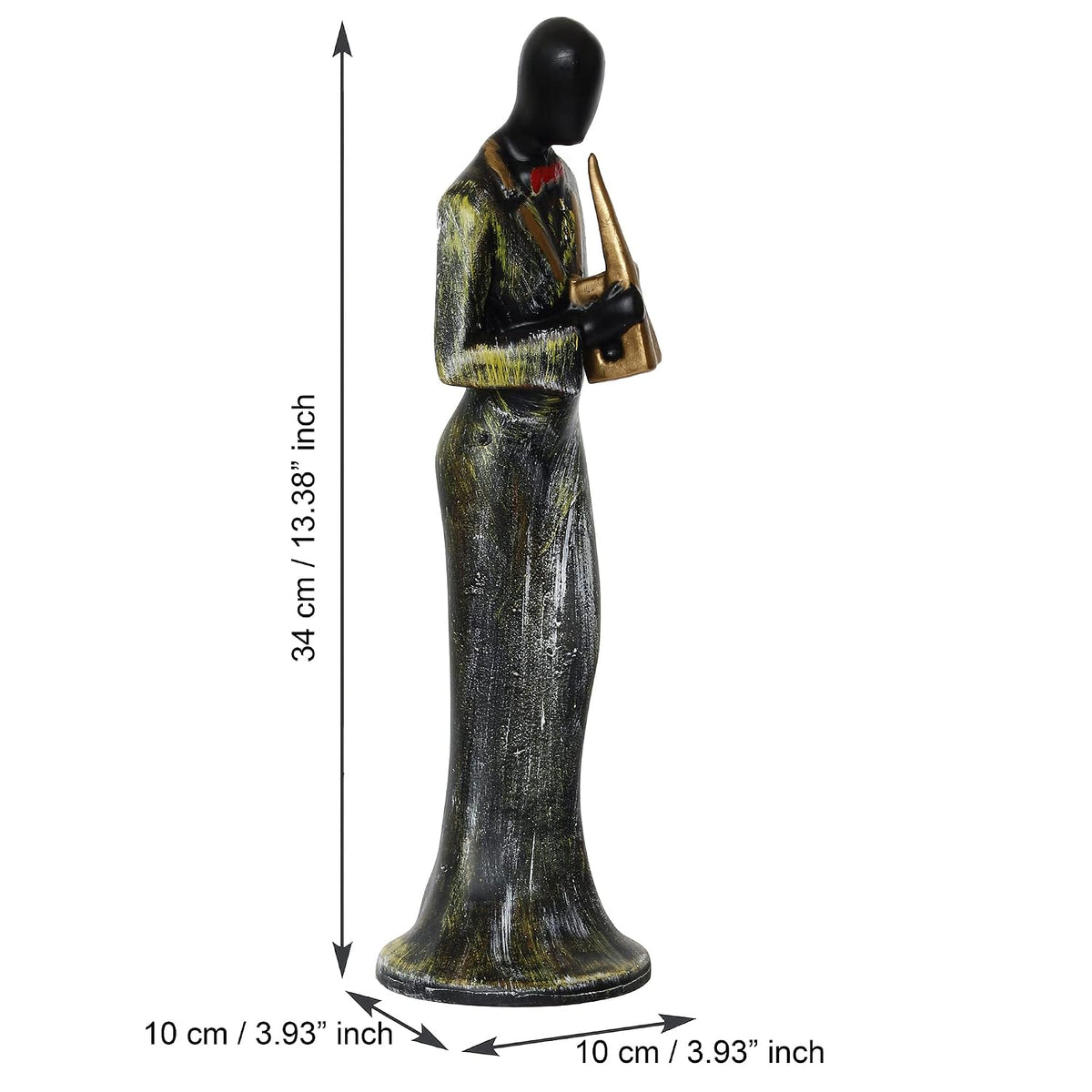 Resin Woman Playing Wind Musical Instrument Showpiece for Home Decor Living Room Bedroom Office Desk Table TV Unit | Womens Day Gift for Ladies | Housewarming Birthday Gift for Women