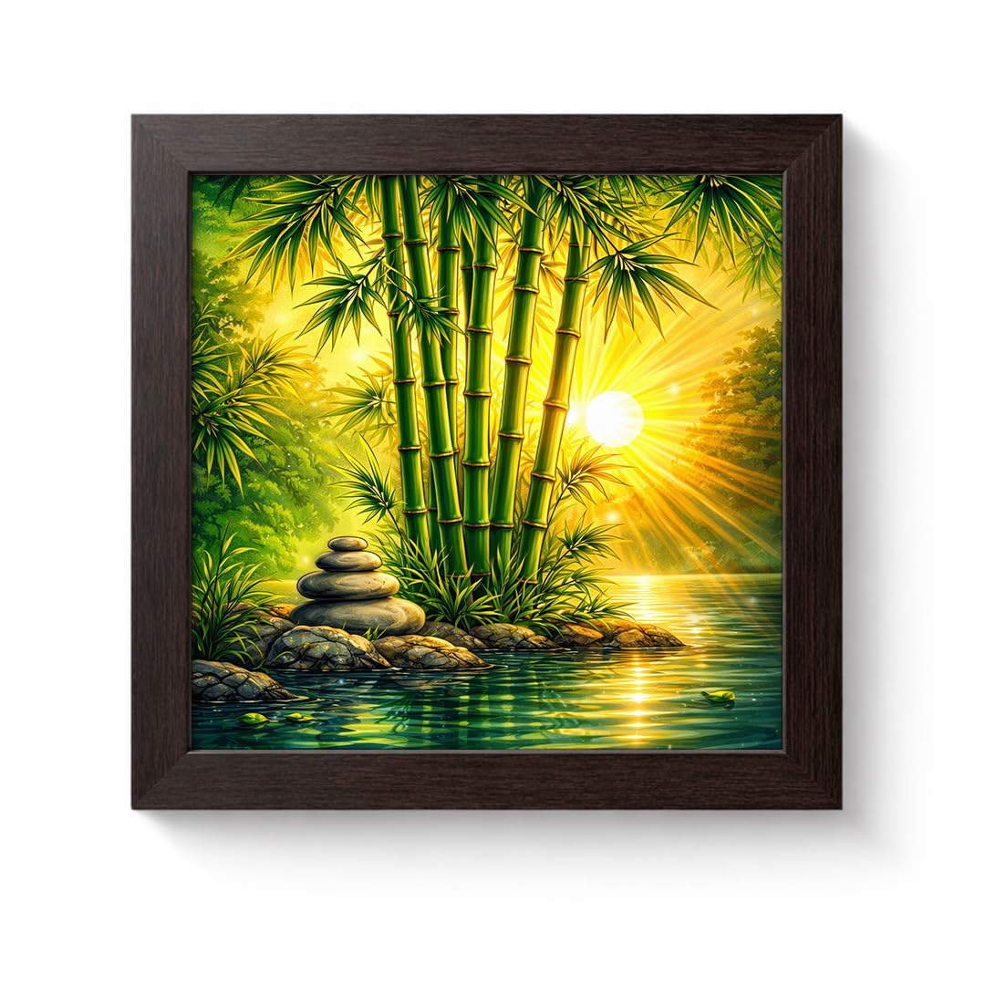 Bamboo Forest Vastu Calm Zen Nature Harmony Green Serenity Tranquil Framed Poster Artwork Decor Painting