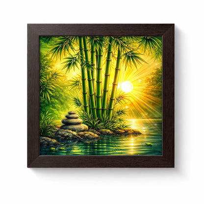 Bamboo Forest Vastu Calm Zen Nature Harmony Green Serenity Tranquil Framed Poster Artwork Decor Painting