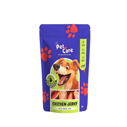 Pet en Care Chicken Jerky Dog Treats, 75gm | Protein Rich | Vitamin Enriched | All Breeds and Sizes