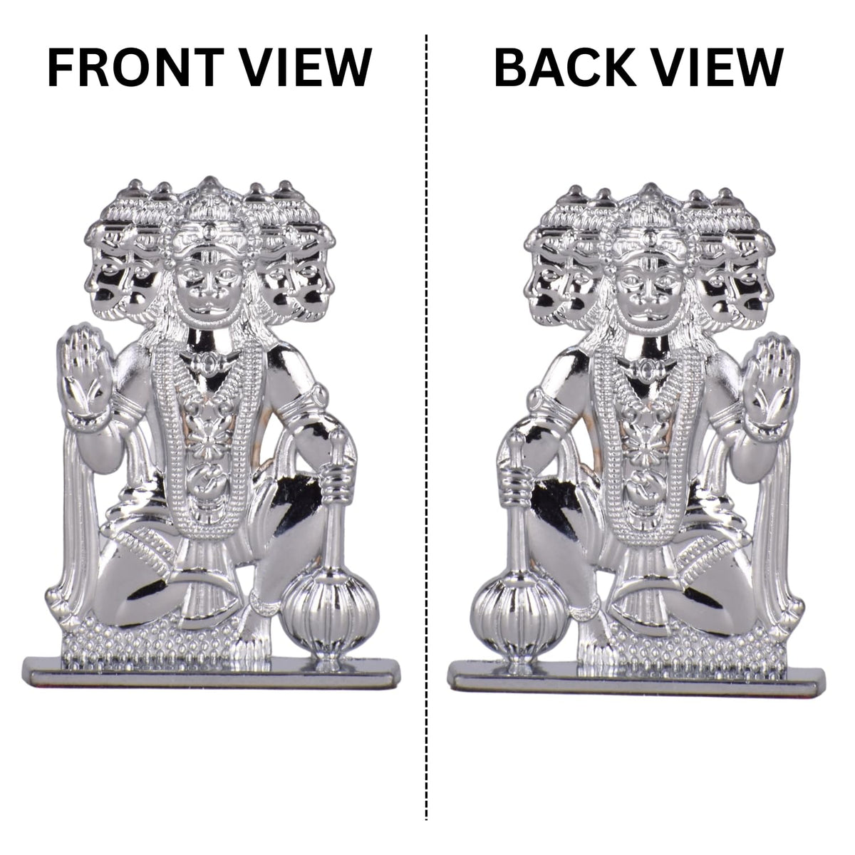 Shree Panchmukhi Hanuman Ji Idol for Car Dashboard – Silver Finish Bajrangbali Murti Divine Protection Symbol for Car & Temple (S973-SLVR)