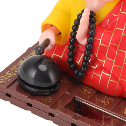 Feng Shui Little Buddha Statue (Solar, 8.8cm x 7.6cm) - Monk Figurine Bobbled Head Buddha for Car Dashboard Showpiece for Home Décor Positive Energy Success Good Luck Vaastu Gifting Item