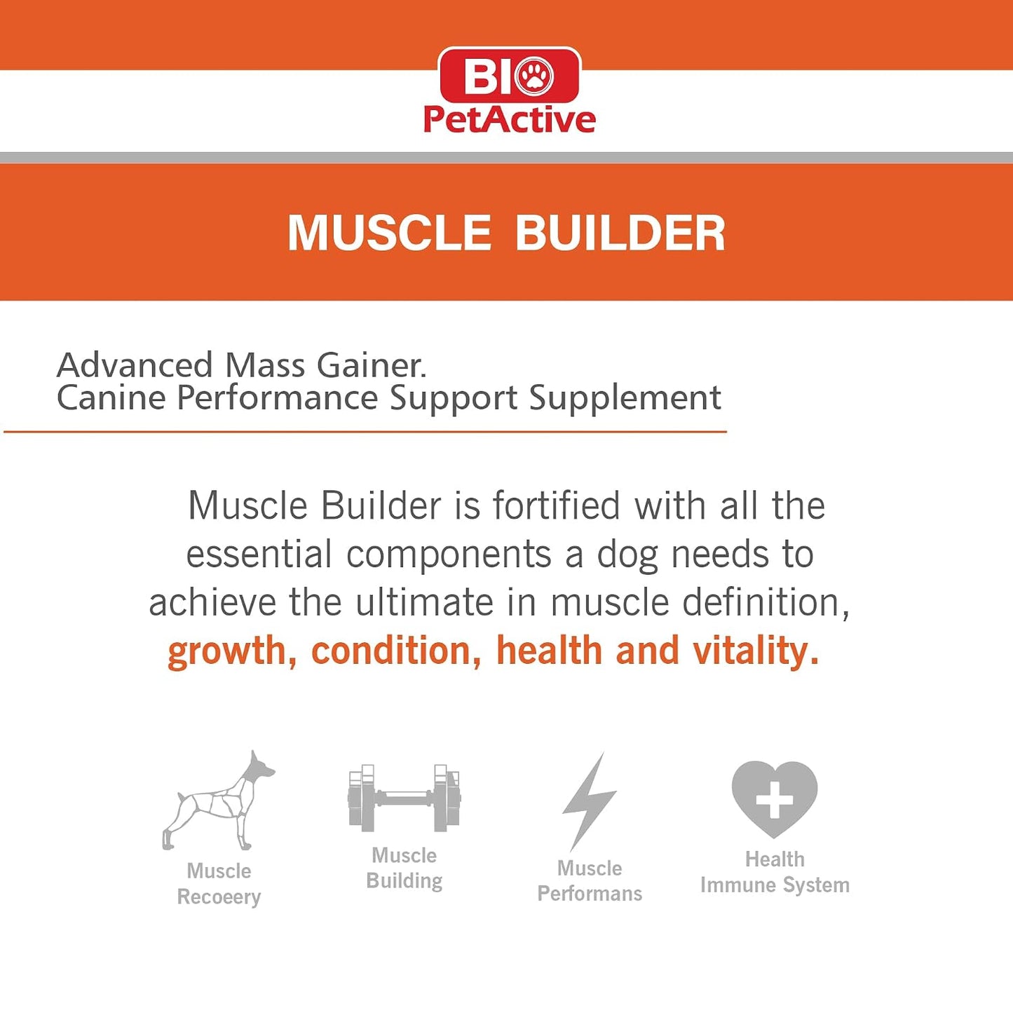 Bio PetActive Muscle Builder Bulky Power Protein Dog Supplementary Food Helps in Muscle Building (Size-120gram)