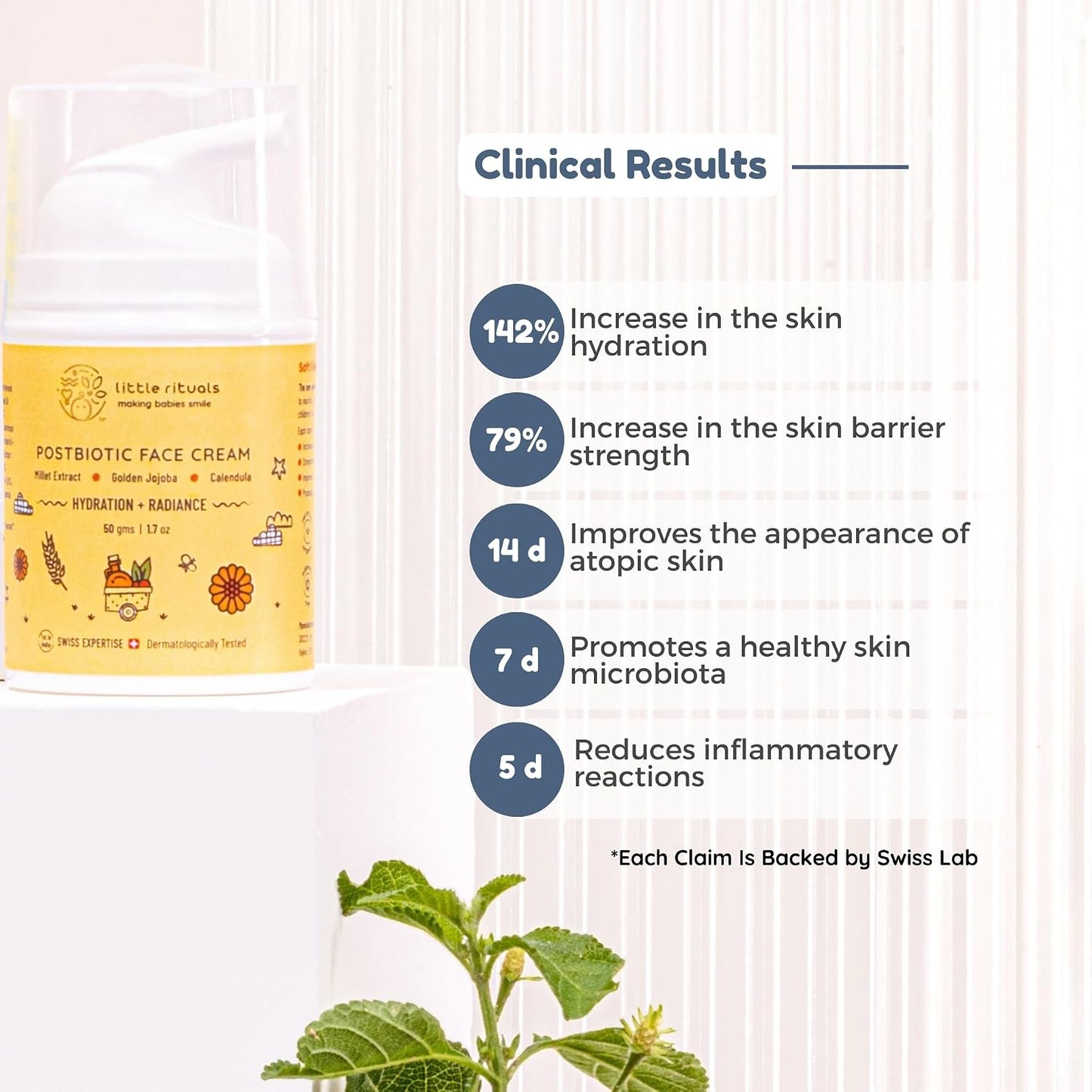 Little Rituals Baby POST-BIOTIC FACE CREAM - HYDRATION + RADIANCE Formulated with best plant botanical - Golden Millets, Jojoba, and Calendula, Natural, Organic, Dermat tested, SWISS Technology -30 gm