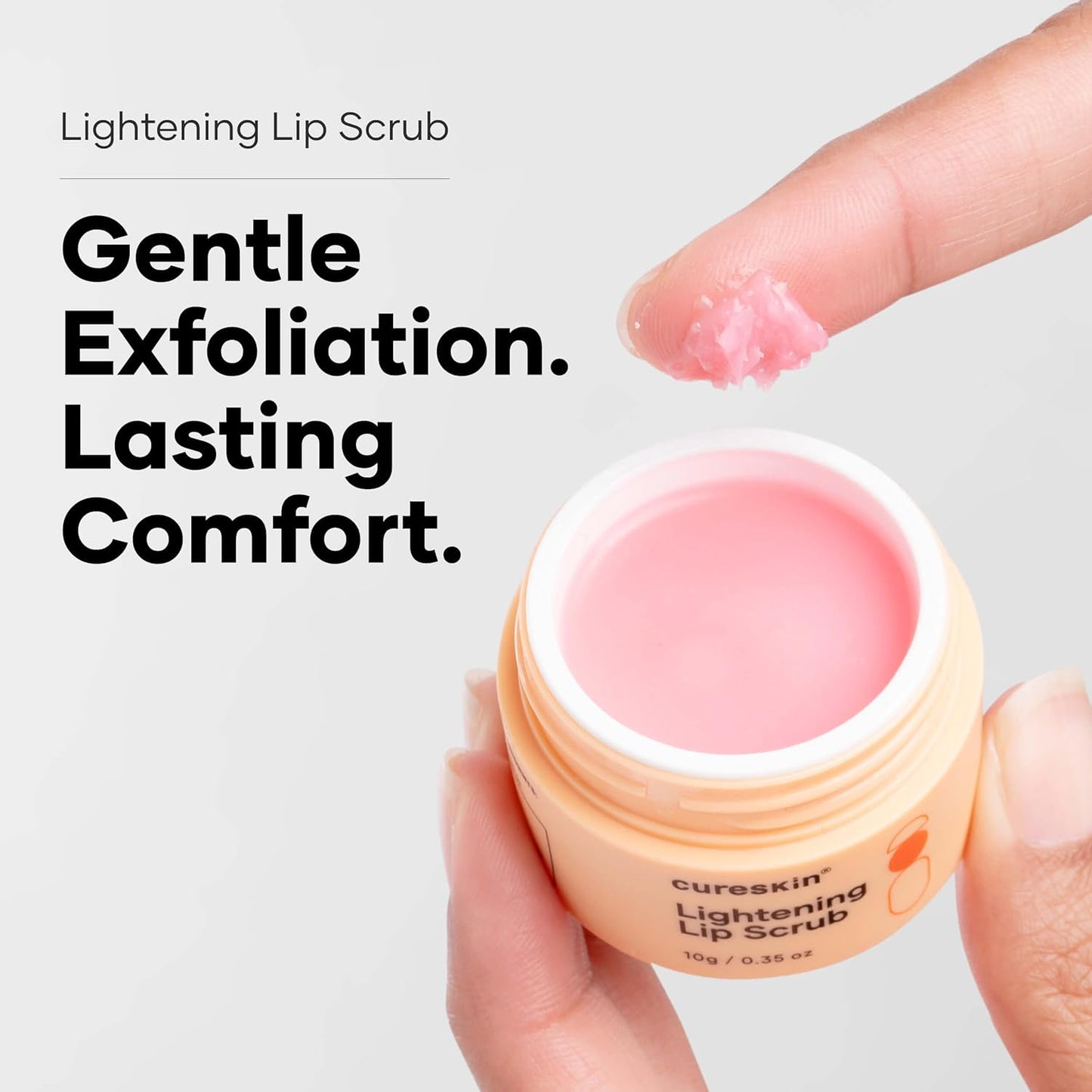Cureskin Lightening Lip Scrub for Men and Women | Lip Scrub for Dark Lips to Lighten Pink with Hyaluronic Acid, Shea Butter and Walnut Shell Powder, 10 g (Pack of 1)