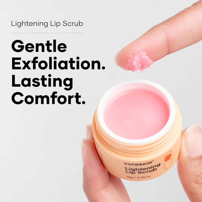 Cureskin Lightening Lip Scrub for Men and Women | Lip Scrub for Dark Lips to Lighten Pink with Hyaluronic Acid, Shea Butter and Walnut Shell Powder, 10 g (Pack of 1)