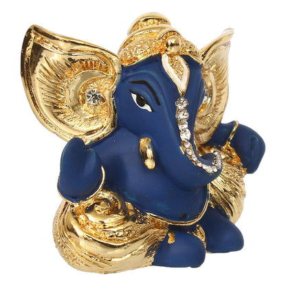 Golden Blue Lord Ganesha Idol for Home Decor Car Dashboard Office Temple | Ganesha Statue | Ganesh Ganpati Murti Gift for Diwali Housewarming Birthday