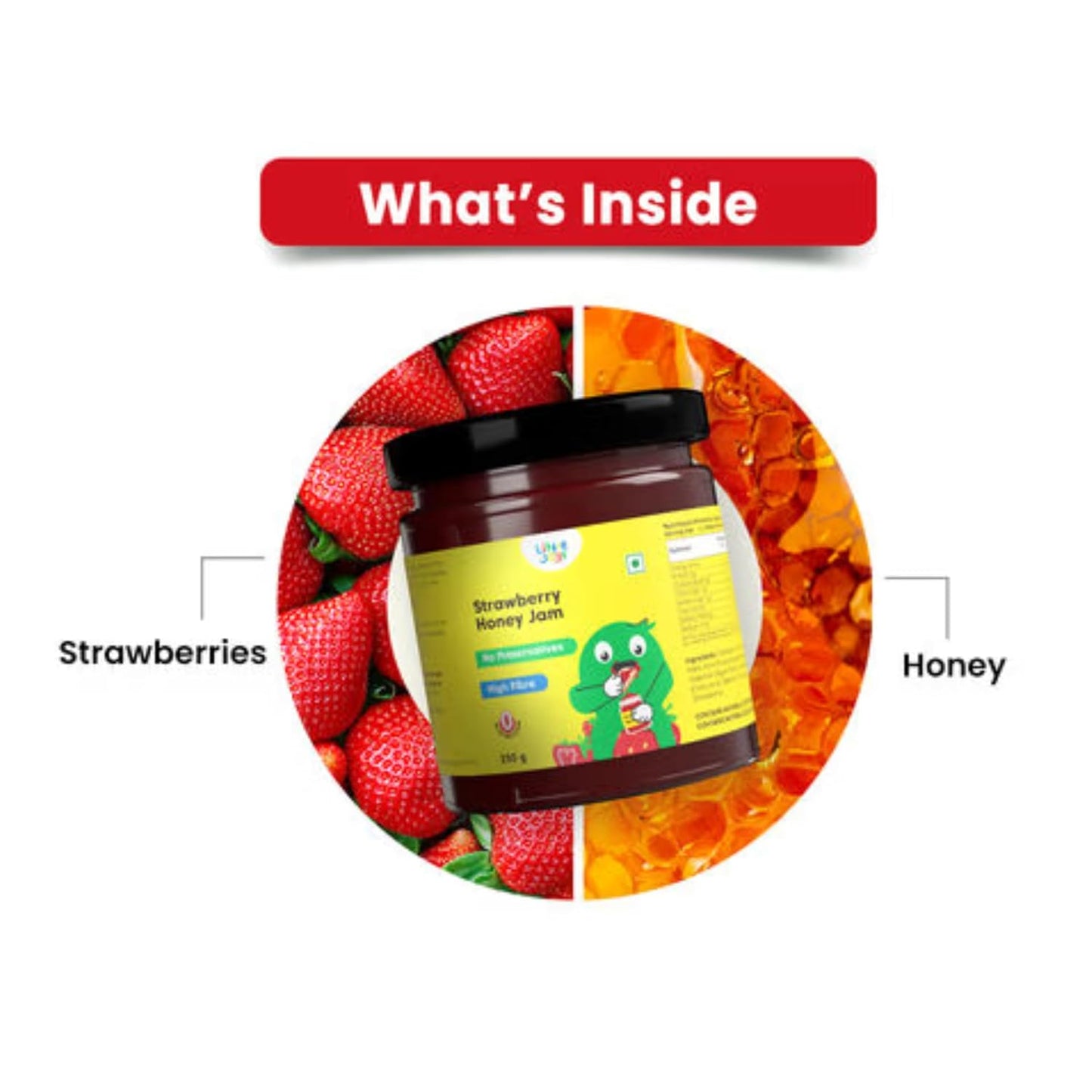 Little Joys Strawberry Honey Jam 250g | 100% Pure Natural Jam with No Added Sugar, No Preservatives, No Artificial Flavors | Made with Real Strawberries & Honey | Healthy, Gut-Friendly Spread