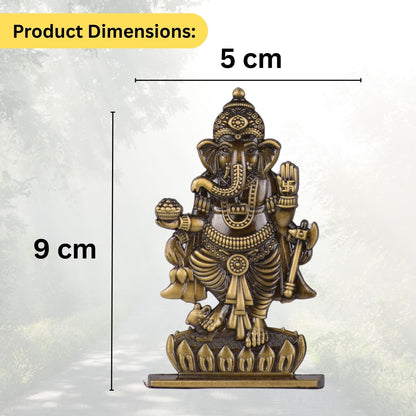 Big Standing Ganesh Idol for Car Dashboard – Brass Finish Hindu God Ganesha Statue Decorative Car & Home Murti (S1014-BRS)
