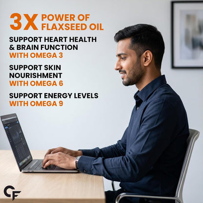 Carbamide Forte Flaxseed Oil Capsules – 1000mg Cold Pressed | omega 3 vegetarian capsules | flax seed oil with Omega 3, 6 & 9 | No Fishy Burps | Supports Heart Health, Joints & Digestion - 60 Capsules