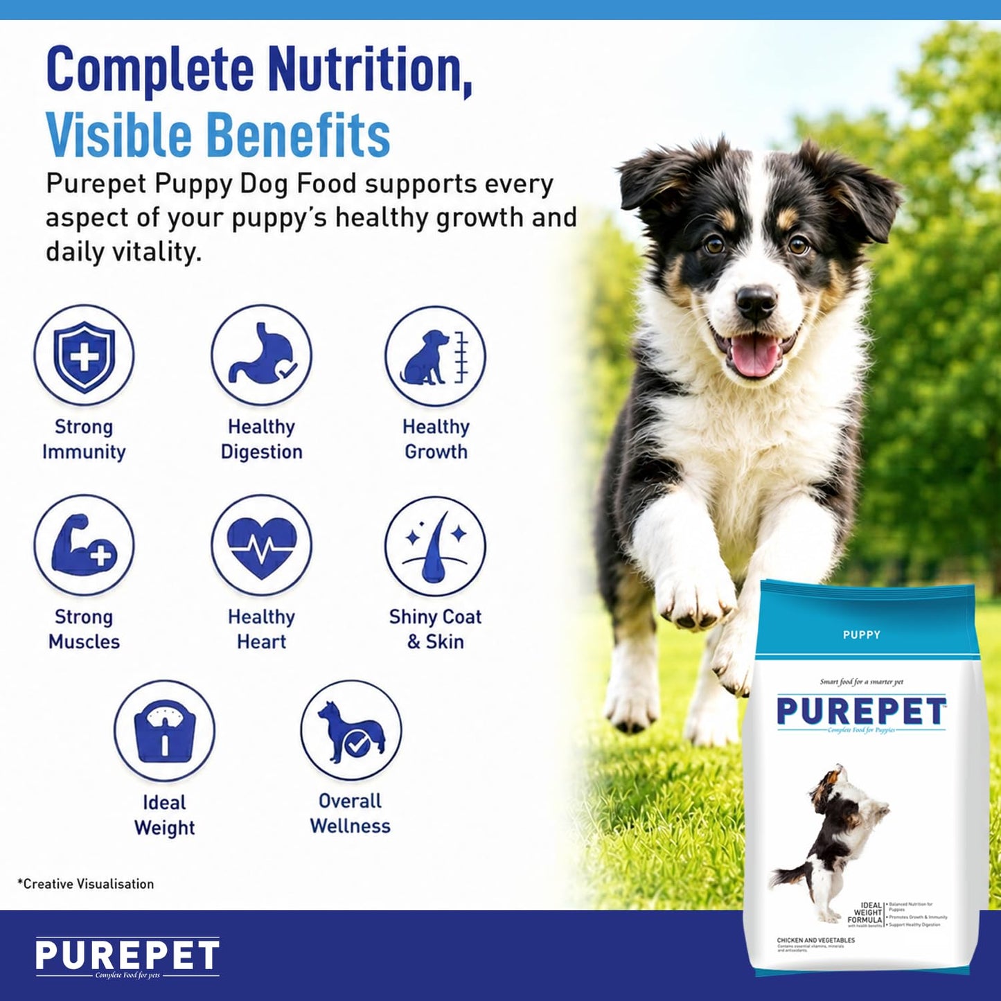 Purepet Puppy Dry Dog Food 1kg | Chicken & Vegetable Flavour | Promotes Health & Vitality | Immune Support | Healthy Digestion | Nutrient Rich