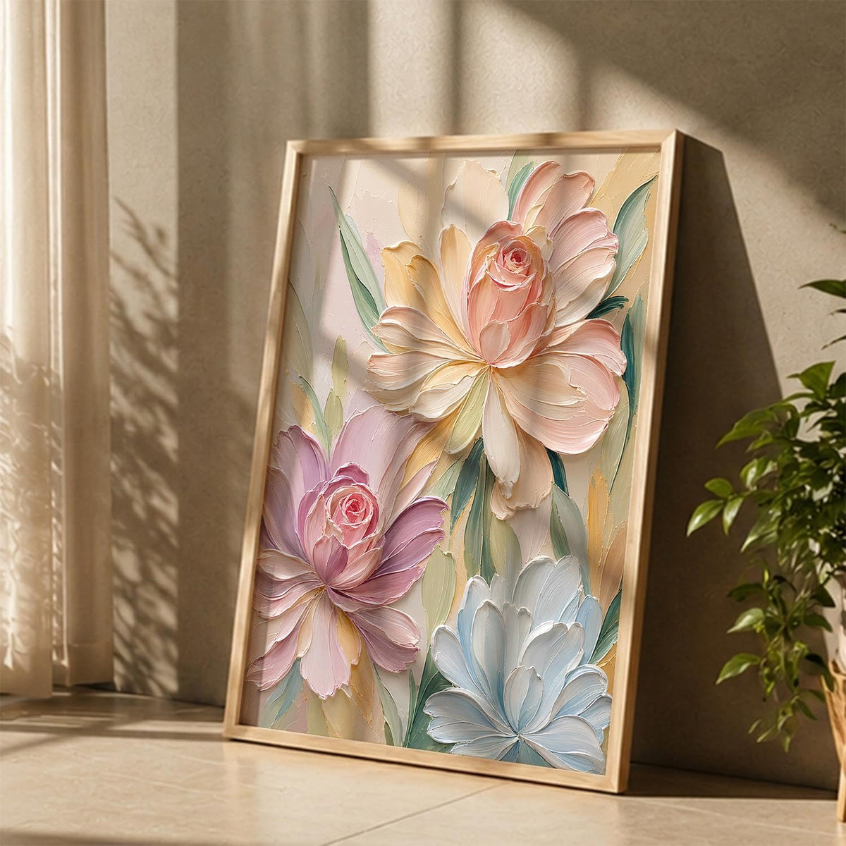 Floral Wall Art Home Decoration | Aesthetic Floral Paintings With Frame For Living Room Bed Room Hotel Wall Decor Digital Reprint Set of 1 (14X20)