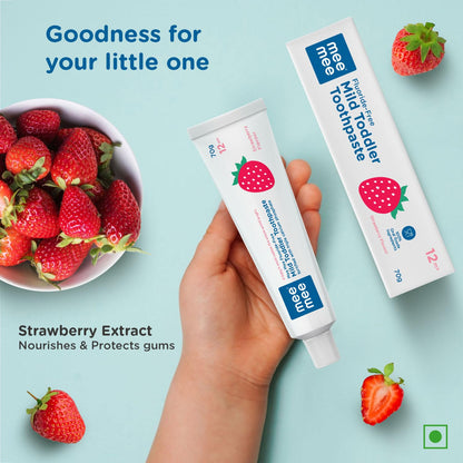 Mee Mee Fluoride Free Baby Toothpaste for Kids & Toddlers | Safe to Swallow Training Toothpaste | Strawberry Flavor | Cavity Protection | Gentle Oral Care | 70g