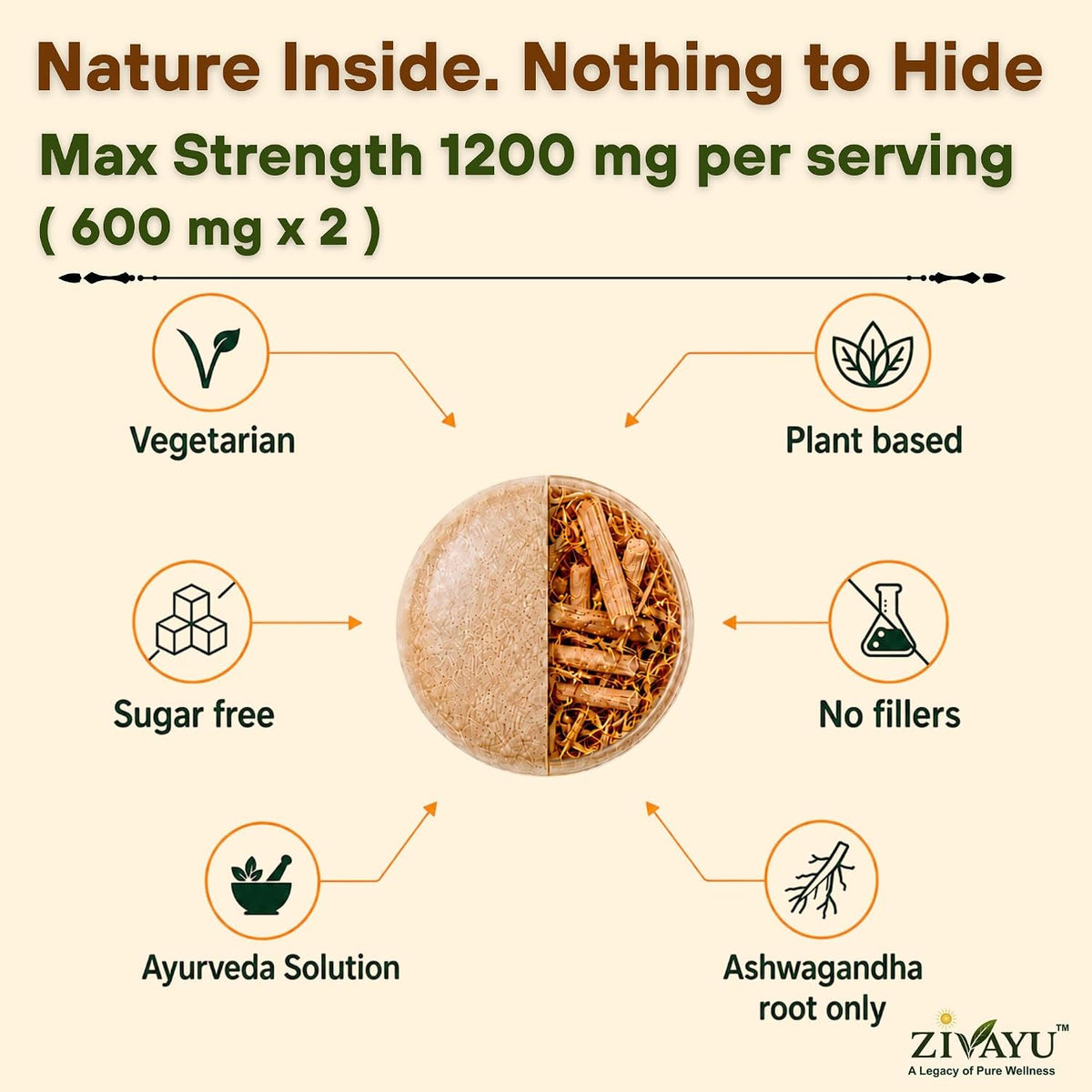 ZIVAYU Organic Ashwagandha Tablets 1200mg (600mg x 2 Per Serving) - Supports Stress & Anxiety Relief, Sleep & Muscle Recovery - USDA & India Organic Certified - Heavy Metal Tested - 90 Tablets