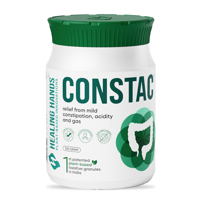 Healing Hands Constac for Relief in Mild Constipation, Acidity and Gas, Plant Based Natural Constipation Solution, Clinically Proven, Herbal – 100gm (Granules)
