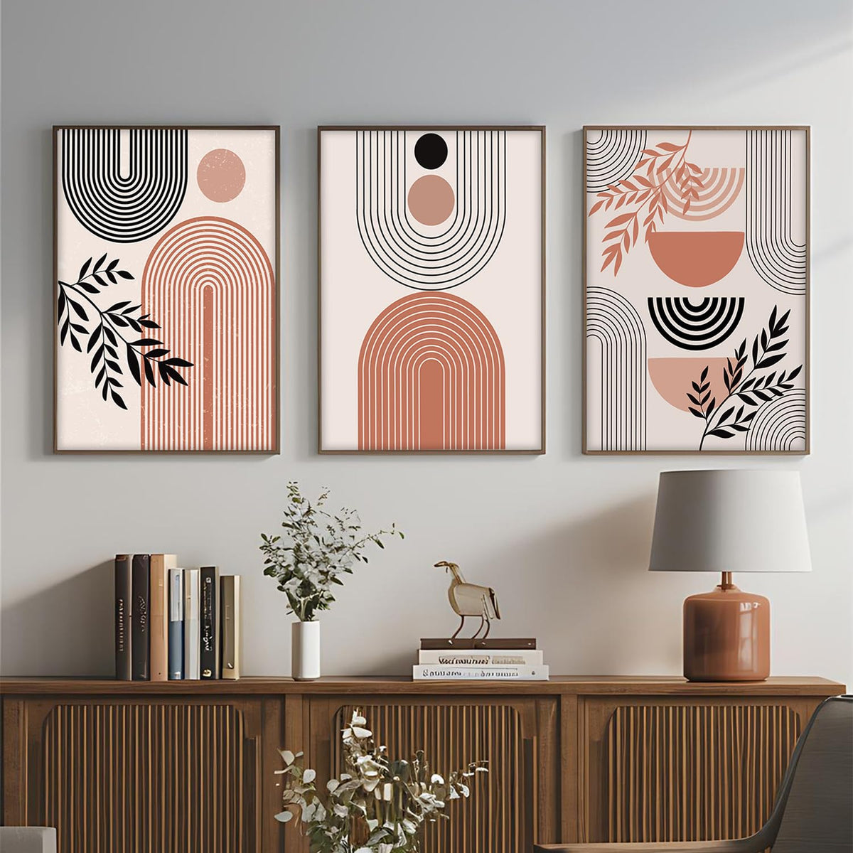 Boho Painting for Wall Decoration - Modern Art Wall Decor Framed Painting for Living Room Bedroom - Framed Wall Posters/Paintings with Frame (Boho 4, 13x19 inch)