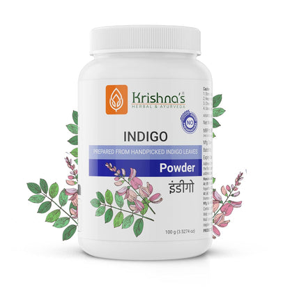 Krishna's Indigo Powder - 100 g | Preservative Free | Organic Powder for Natural Hair Coloring | Protects hair from Damages