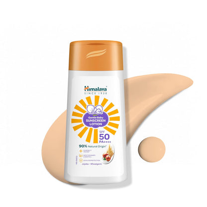 Himalaya Gentle Baby Sunscreen Lotion 50ml | SPF 50 PA++++ | UVA & UVB Broad Spectrum Protection For All Skin Types | With Jojoba Oil & Vitamin E | Non-Greasy, No White Cast|