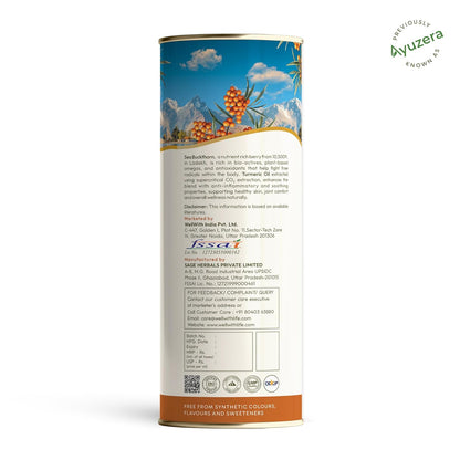 Wellwith (Ayuzera) Sea Buckthorn with Turmeric Curcumin Oil – 300ml (Pack of 1) |Pulp Juice for Joint Health, Immunity & Skin | Omega 3 6 7 9 & Antioxidants