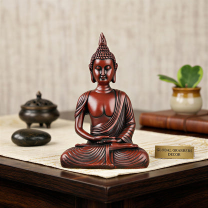 New Sitting Meditating Buddha Statue showpiece Idol Home Decor Items for Living Room and Gifts (Maroon)