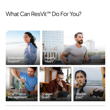 Promotional graphic for ResVit with images of people and text highlighting health benefits.