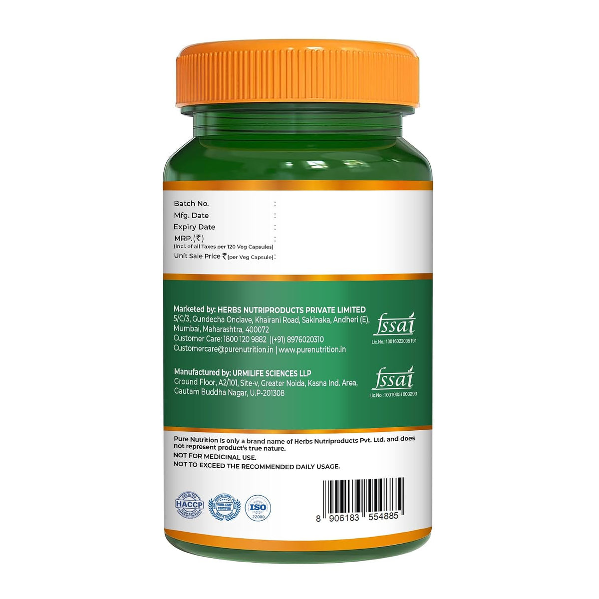 Pure Nutrition Zinc Glycinate Supplement (66 mg) | 120 Veg Capsules | 13.2 mg Elemental Zinc | Daily Zinc Supplement for Skin, Hair & General Wellness