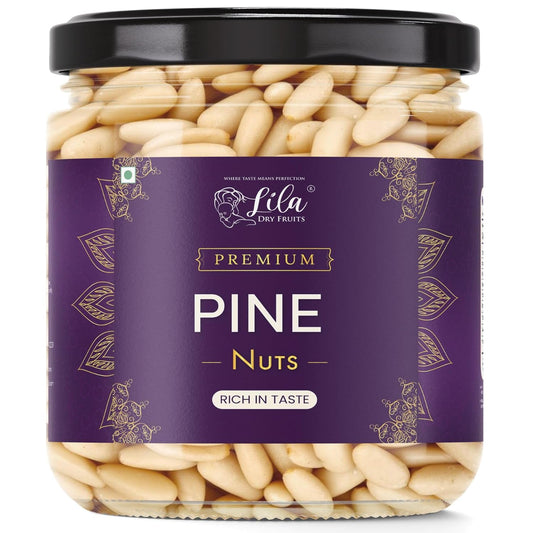 LILA DRY FRUITS Pine Nuts without Shell 50 gms | Exotic Chilgoza Pine Nut Naturally Fresh, Crunchy & Aromatic | Big Size Neza Nuts Ideal for Cooking, Snacking Perfect for Gifting