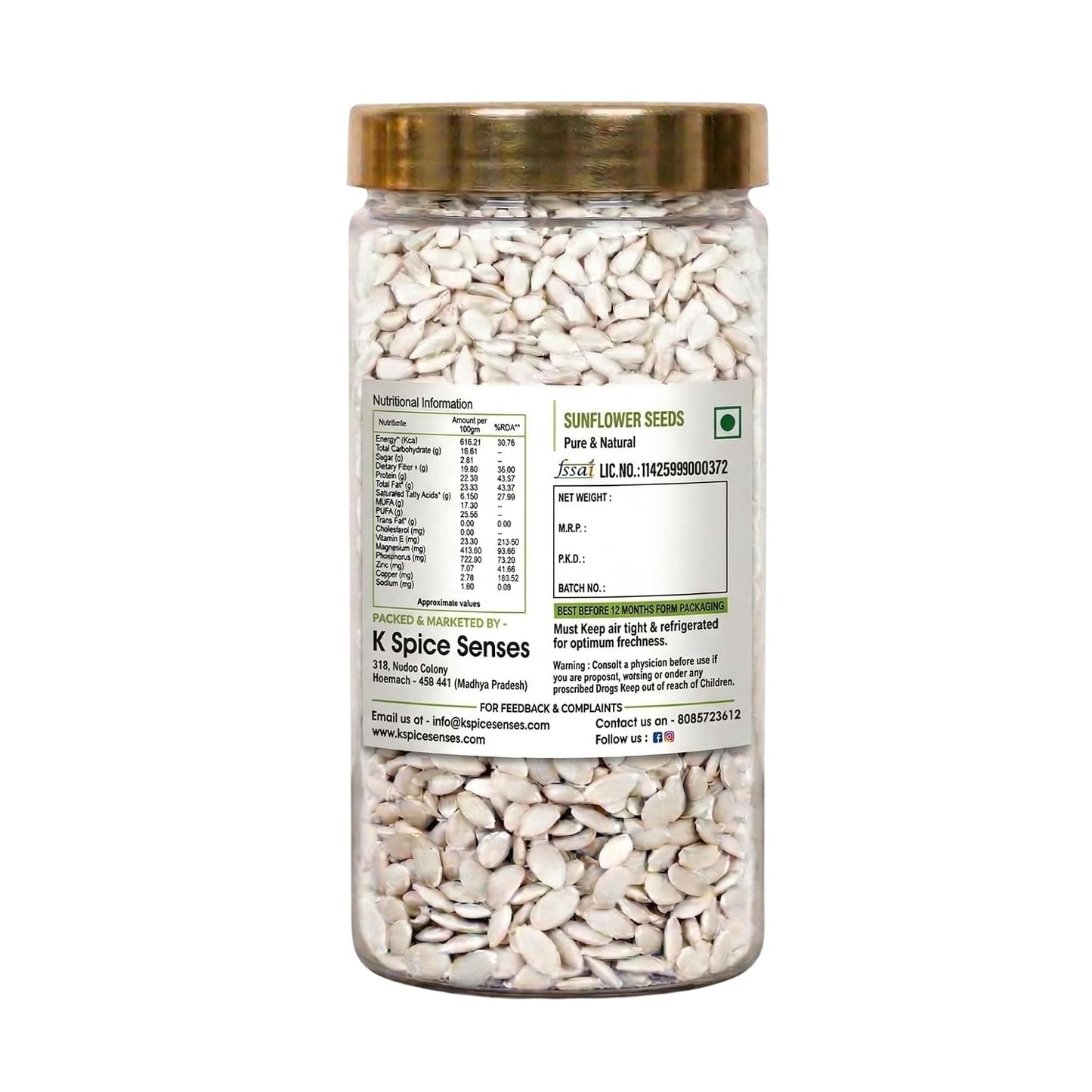Heaven Gate Raw Sunflower Seeds | High in Vitamin E, Dietary Fibre & Protein | Raw Seeds for Eating | Healthy Snacks | Baking & Cooking | Diet Food | Edible