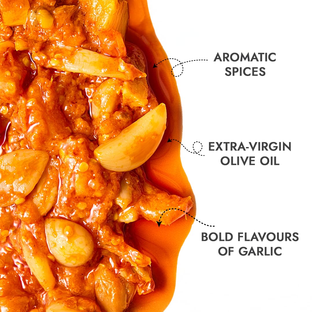 ADF Soul Garlic Pickle Made in 100% Olive Oil | Our bestselling garlic pickle is strong, spicy & cooked to perfection | 275g