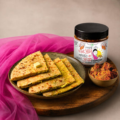 FarmDidi Punjabi Mango Pickle in Fresh Homemade Sour & Slightly Spicy Dry Aam Ka Achaar North Indian Punjabi Style Pickle Made With Less Oil No Chemical Preservatives