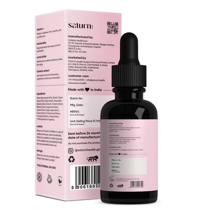 Saturn by GHC Glow Skin 5% Vitamin C Face Serum with Niacinamide | Illuminating Serum for Glowing, Whitening Skin | Pure Ethyl Ascorbic Acid for Hyperpigmentation, Dull Skin | Fragrance Free - 30ml