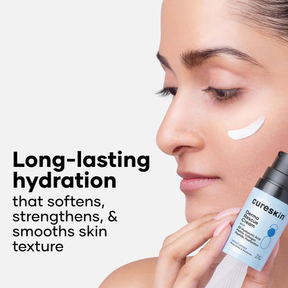 Cureskin Derma Rescue Cream Hydrating Face Moisturiser for Dry, Dehydrated & Sensitive Skin | 3D Hyaluronic Acid Matrix + Collagen Peptide + Postbiotics | Barrier Repair, Long-Lasting Hydration | 17g