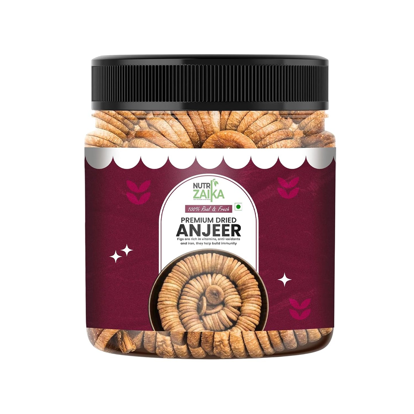 NUTRIZAIKA Premium Dried Anjeer/Figs 100G | Jumbo Afghani Anjeer | Low in Fat | Dry Fruits in Fresh | Natural, Handpicked, Sun-Dried, Figs | Low in Fat | Dry for Weight Management | Soft Anjir