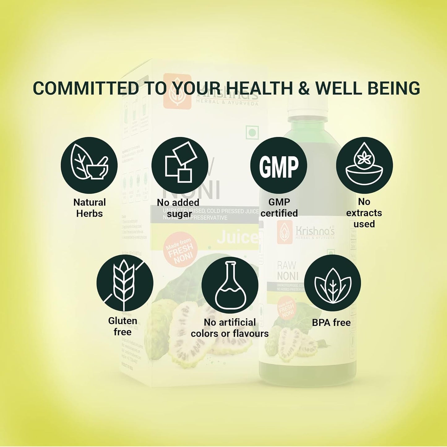 KRISHNA'S HERBAL & AYURVEDA Raw Noni Juice-1000 Ml|Preservative Free|No Added Thickener Color Or Flavor|Sugar Free Juice|Enhance Energy|Made With Fresh Noni Fruit (Morinda Citrifolia)