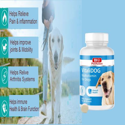Bio PetActive VitaliDog Multivitamin for Dogs Helps in Immune System & Digestive System,Brain and Overall Body Health(75 Tablets)