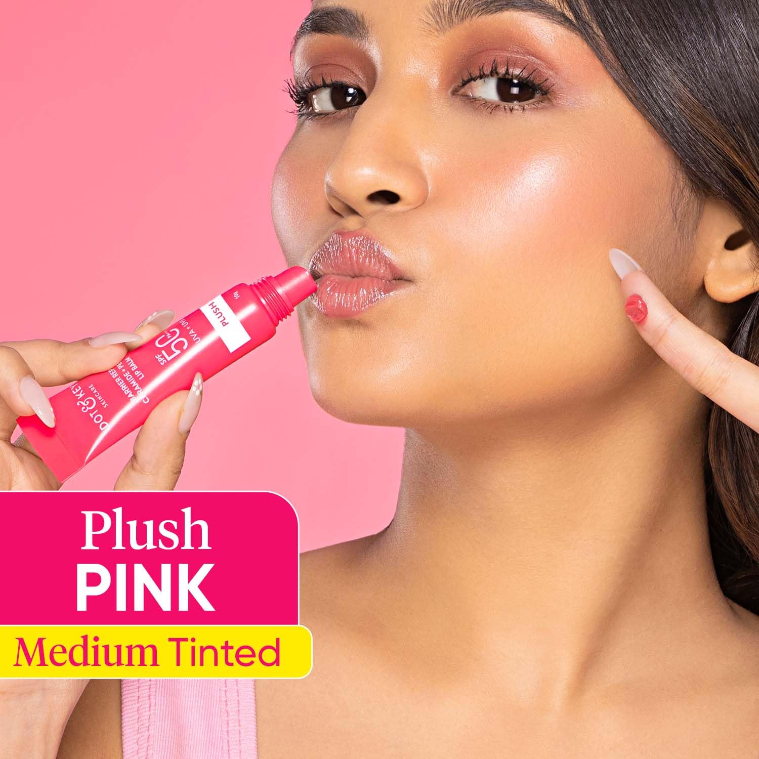 Zephivo Dot & Key Ceramide & Peptide Barrier Repair Lip Balm SPF 50, PA+++ |Plush Pink | UVA/UVB Lip Protection | Soft Tinted Lip Moisturizer | Boosts Collagen & Instantly Plumps Lip | Prevents Pigmentation | Lip Balm for Women | 10gm
