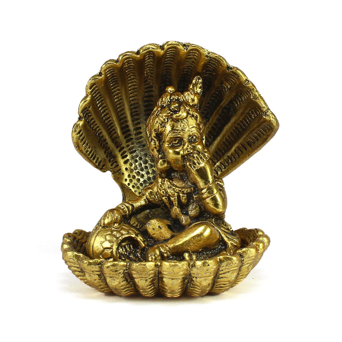 'Golden Bal Gopal Krishna Having Makhan' Decorative Showpiece (Metal, 8 cm x 9 cm, Golden, AGK507)