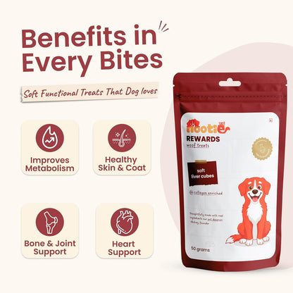 Nootie Rewards Soft Liver Cubes for Dogs 50g | High Protein Dog Treats