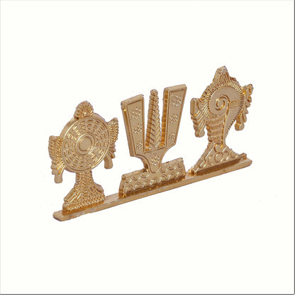 Tirupati Balaji Symbol Stand Shankh Chakra Namah Gold Plating Antique Decorative for Car Dashboard Home & Office Table Showpiece Figurines,Religious Gift Idol...