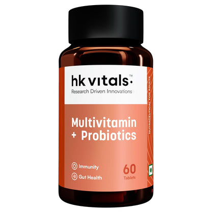 Hk vitals Multivitamin Plus Probiotics (60 Tablets) | For Men and Women | Vitamin C, Vitamin B, Vitamin D, & Zinc, Supports Immunity and Gut Health