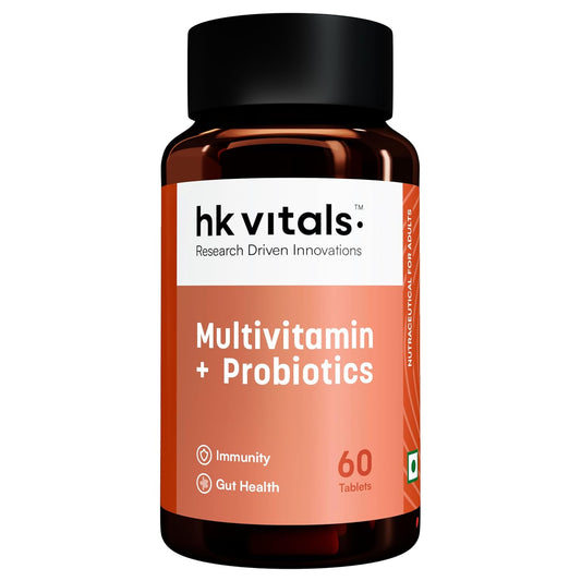 Hk vitals Multivitamin Plus Probiotics (60 Tablets) | For Men and Women | Vitamin C, Vitamin B, Vitamin D, & Zinc, Supports Immunity and Gut Health