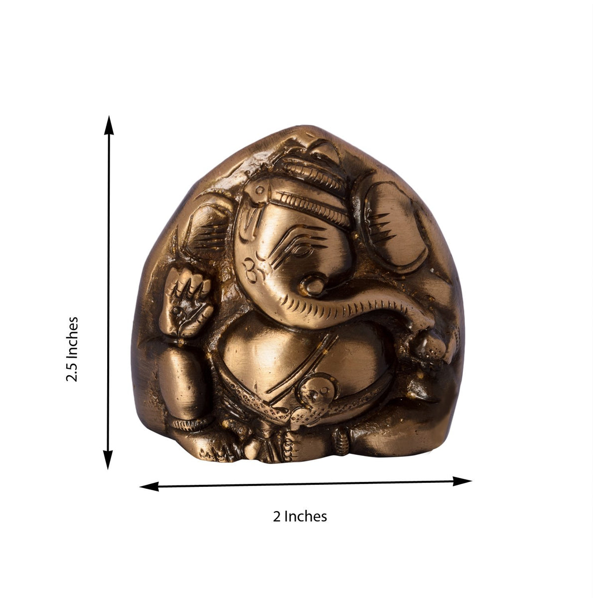 Brass Double Sided Lord Ganesha Idol for Home Decor Car Dashboard | Ganesha Statue | Ganesh Ganpati Murti Gift for Diwali Housewarming Birthday