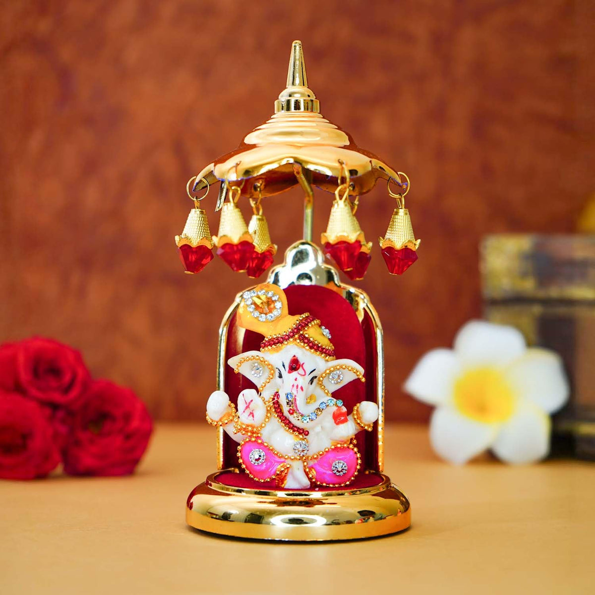 Ganesh Idol for Car Dashboard with Umbrella | Ganpati Idol for Cars | Vinayak Idols for Car Dashboard, Home Decor | Ganapathi for Home | Vinayagar Statue for Office Desk