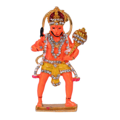 Gold Plated Lord Hanuman Car Dashboard God Idol - Hanuman Murti for Home - Balaji/Bajrangbali Murti for Pooja/Puja Gift (Size 10cm x 4.5cm).