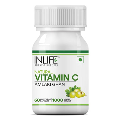 INLIFE Natural Vitamin C Amla Extract Supplement | Immunity, Overall Wellness for Men and Women - 60 Vegetarian Capsules (Pack of 1, 60)