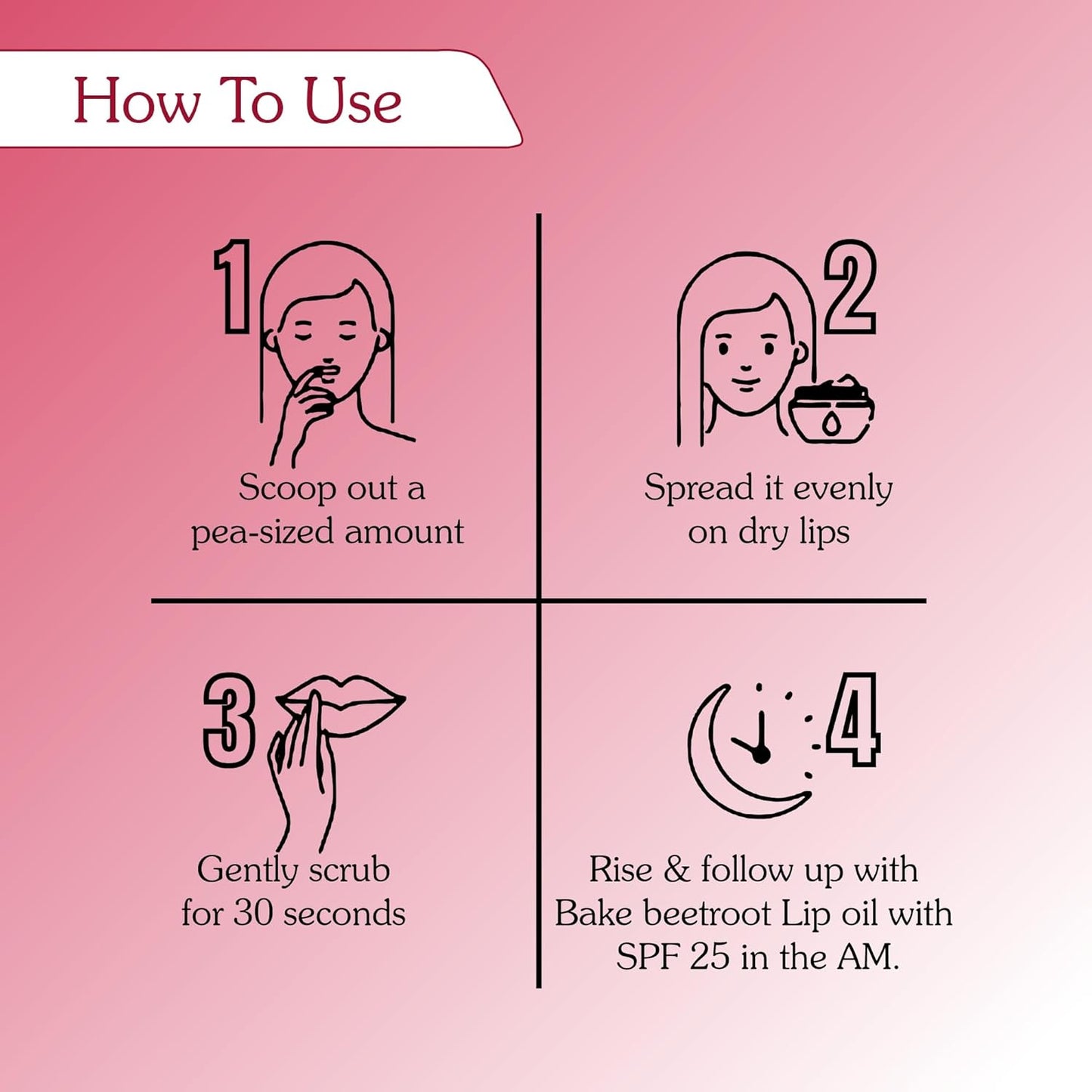 BAKE 2% Kojic Acid Beetroot Lip Scrub for Dark Pigmented Lips with Sugar Granules for Dry & Pink Lips, For Men & Women - 25g